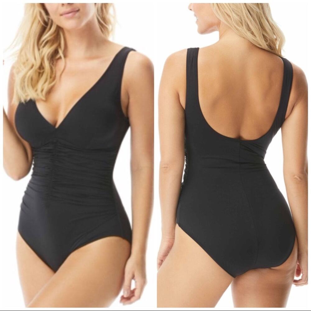 Coco Reef BLACK VNeck Underwire One-Piece Swimsuit
